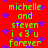 Red background with green text and purple hearts repeating in a pattern