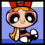 Four pixelated cartoon characters in a : three girls with large eyes and one pink 'P' symbol on blue backgrounds