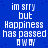 Blue background with white pixelated text repeating 'im srry but Happiness has passed away' in a pattern, one gray square visible on the right edge
