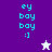 Pixelated text and star symbols on colored backgrounds with visible animation changes between frames.