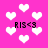 Pink background with white pixelated hearts and repeated text 'RIS<3' in black block letters.