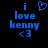 Blue pixelated text on black background reads 'i love kenny <3' with a heart symbol above the 'i'.