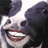 A 48x48 pixel animated contact sheet showing a cow's face with human-like teeth and pink text reading "Great cheese comes from HAPPY COWS" across four quadrants.