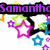 Pixelated star-themed icon with 'Samantha' text in purple, pink, and yellow across three horizontal bands, surrounded by colorful outlined stars.