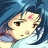 Pixelated anime-style character with blue hair and pink forehead mark next to black background with white text "Anime IM" and stylized signature.