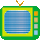 Two pixelated green and yellow television sets with orange antennas, side-by-side on gray background; left screen shows blue horizontal lines, right screen displays red text 'protc Goo' on light blue.