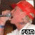 Six views of a person with changing hair colors and poses, each labeled 'fan' in pixelated text below