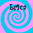 Four identical spiral patterns in cyan and pink with the text 'Erics' overlaid on each, arranged in a