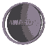 A circular icon with 'AWARDS' text rotates through multiple angles, showing varying shades of gray and black with a purple ring around it.
