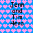 Pixelated text 'Jenn and Tim 4eva' on a blue background with pink and purple heart patterns, displayed in two identical vertical sections.