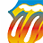 Static 48x48 pixel icon featuring a stylized mouth logo with gradient colors transitioning from blue at the top to red/orange at the bottom, set against a white background.