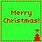 Green background with red text and symbols; four identical display "Merry Christmas!" with a red tree and star, separated by red dotted lines