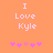 Pixelated text 'I Love Kyle' in light pink on orange background with five pink star-like symbols below, two versions showing animation changes in star symbols.