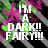 Pixelated image with green and pink floral patterns, diagonal gray stripes on black background, white text reading "I'M A DARK!! FAIRY!!!" in top-left quadrant.