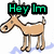 Pixelated reindeer icon with text overlays; green 'Hey Im' on top-left, blue 'Leah <33' on top-right, and no text below.