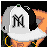Pixelated image of a person wearing a black and white cap with an 'M' logo, a white crop top, and black shorts, with text displaying phrases like 'when i die' and 'Gangsta City'