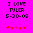 Pixelated text on bright pink background with red and pink heart symbols below, showing animation change in heart colors.