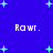 Blue background with light blue plus signs scattered across; four instances of 'Rawt.' text in white pixelated font.