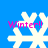 Four white snowflake icons on blue background with pink 'Winter!!' text, each showing distinct pixelated animation frames.