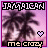 Pixelated image with 'JAMAICAN' and 'me crazy' text, palm trees against pink sky, two heart icons differing in color.