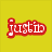Four quadrant with yellow, teal, magenta, and gray backgrounds; red 'justin' text on yellow, green 'bieber' text on teal, light blue '3' symbol on magenta