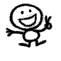 Six stick-figure characters with round heads and bodies, smiling faces, and one hand raised in a peace sign against a gray background.
