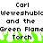 Pixelated text reads 'Carl WeeweshublcWeeweshublc and the Green Flame Torch' with green flame graphics beneath, displayed in two identical side-by-side