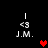Pixelated icon with black background, white text 'J.M.', and red heart symbols in different positions across frames.