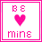 Two side-by-side pixel art icons with pink borders, each displaying 'BE' above a heart symbol and 'mine' below it.