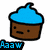Six pixelated cupcake icons with brown bases and blue frosting, each displaying different text overlays in various colors.