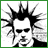 Two side-by-side frames of a pixelated black-and-white animated buddy icon showing a character with spiky hair and stylized 'GC' text.