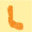 A sequence of orange pixelated curved shapes on a light yellow background, transitioning through multiple angles.