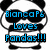 Pixelated panda wearing black sunglasses with blue text 'BiancaP6 Loves Pandas!!!' overlaid on a white background.
