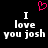 Black background with white pixelated text reading "I love you josh" and a pink heart symbol above the text.