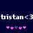 Pixelated text 'bistan<3bistan<3' in white on dark blue background with two of pink and purple puzzle-piece icons below