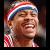 Two side-by-side pixelated frames of a basketball player wearing sports attire and headbands, displayed as an animated contact sheet with visible facial expressions and clothing details.