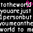 Pixelated text repeats across a black background with a pink heart symbol replacing the 'o' in 'totheworld', showing animation where the heart pulses.