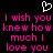 Black background with pink pixelated text reading 'I wish you knew how much I love you' and a white pixelated heart symbol above the text.