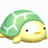 Pixelated turtle with green shell and yellow body on white background, next to dark green with bright green text