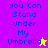Four display the phrase "You Can Stand Under My Umbrella" in blue pixelated text with a star symbol replacing the final 'a' on two , each has distinct background colors