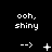 Pixelated text "ooh, shiny" appears above directional and symbol icons that change across three of observations
