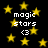 Black background with yellow stars and white text reading 'magic stars <3' repeated across the image.