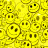 A 48x48 pixel animated contact sheet showing two frames of a yellow smiley icon with green text on dark background.