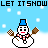 Pixel art snowman animation frames with changing text and props on a snowy background.