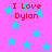 Pink background with cyan stars and red text reading "I Love Dylan" in four locations.