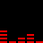 Red horizontal bars of varying heights on a black background, arranged in two with gaps between them