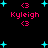 Black background with cyan star shapes and pink text reading 'Kyleigh' surrounded by '<3' symbols.