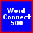 Four identical blue square icons with white text "Word Connect 500" arranged in a red-bordered , each icon featuring pixelated lettering and numeric digits
