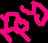 Pixelated pink text on black background with stylized 'R' and 'D' characters, each containing internal negative space shapes.