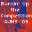 Pixelated text reads 'Burnin' Up the Competition AJHS '09' over red and blue abstract background with visible gray area on right.